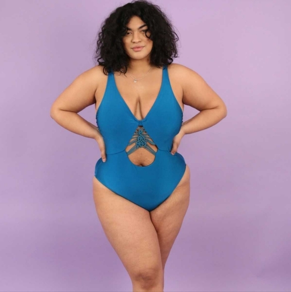 NWTs Ashley Graham x Swimsuits For All Meknes Blue Underwire Swimsuit - Picture 2 of 6